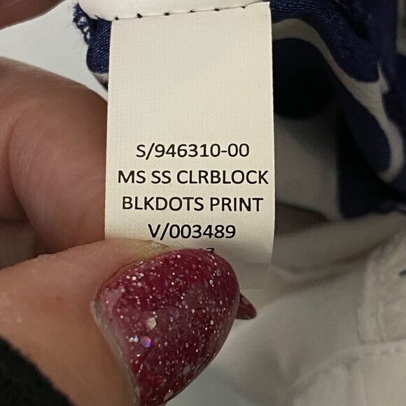 Gap Women Navy Pink Layered Color Block Polka Dots Print Shift Dress Size 4 - Picture 6 of 9